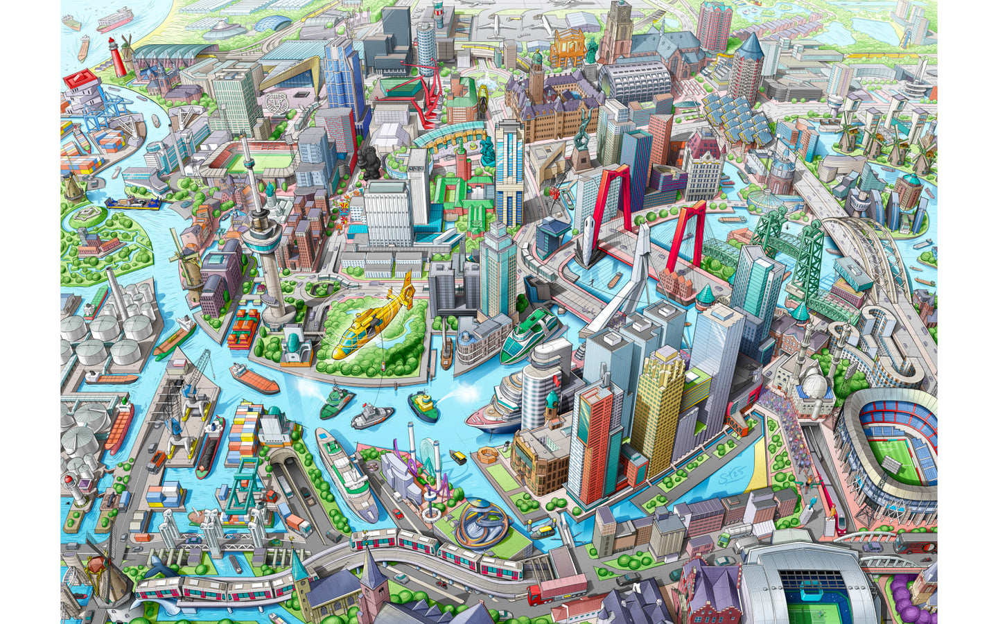 Puzzel Rotterdam in Vogelvlucht - afbeelding 3